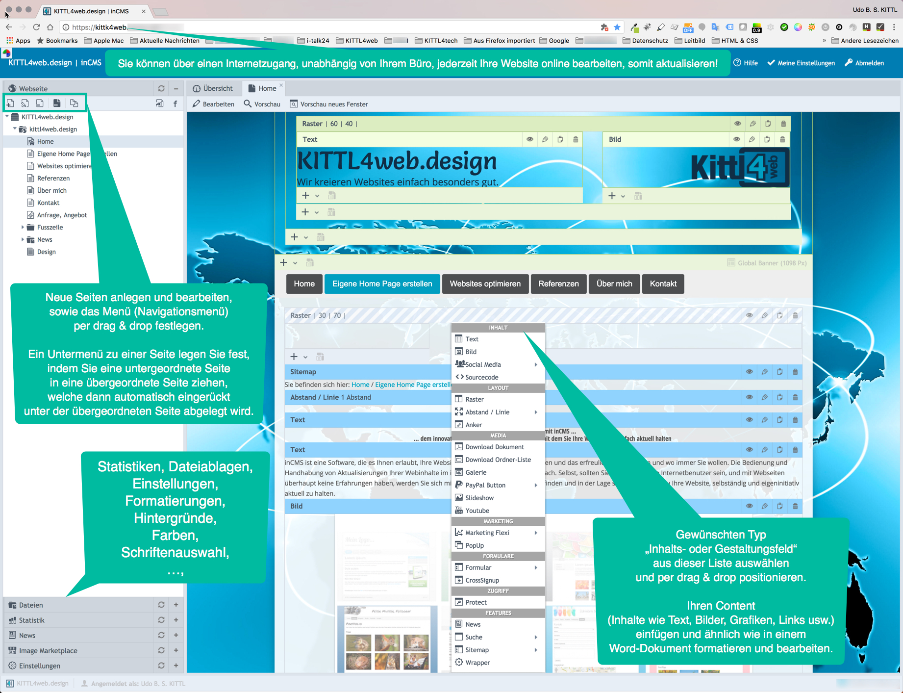 Verschiedene Design-Varianten Musterbeispiele Webdesigns
